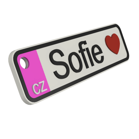 SPZ klíčenka na míru - růžová | Jméno | Přezdívka | PROO.CZ